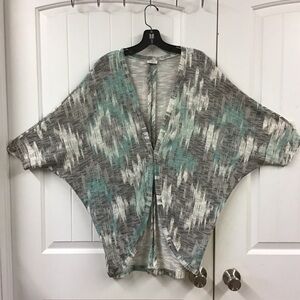 Cato Gray and Teal Patterned  Kimono size Plus